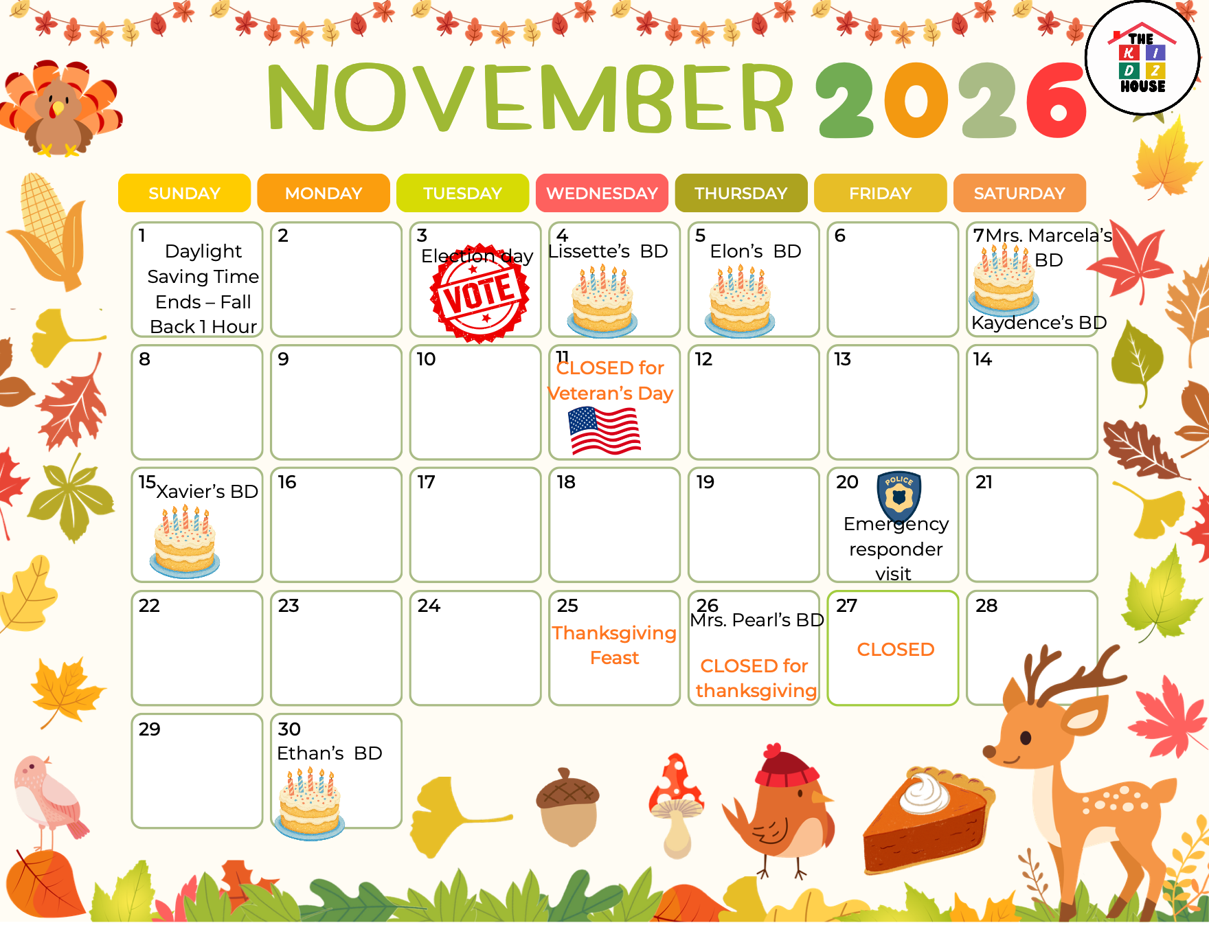 November 2026 calendar