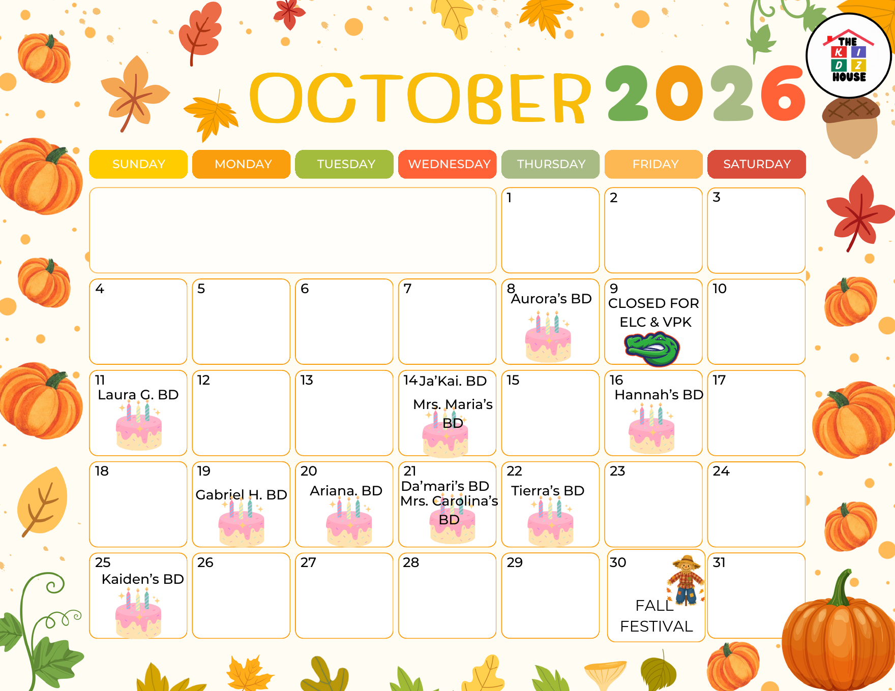 October 2026 calendar